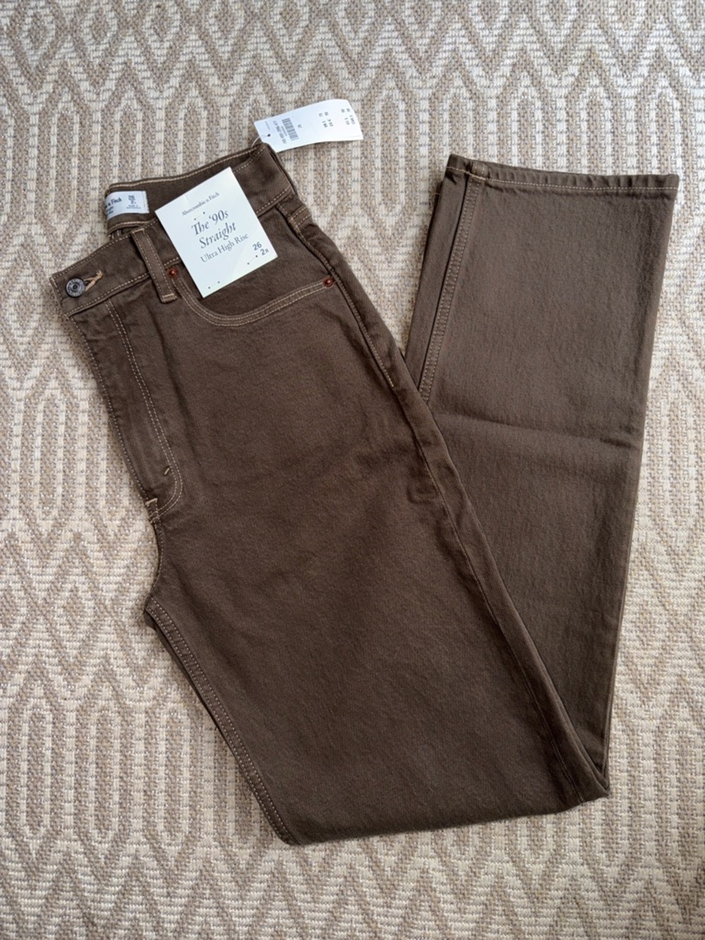 Abercrombie & Fitch Brown High-Rise Straight Jeans